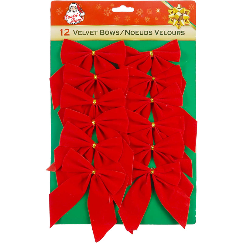 VELVET BOWS 2LOOPS 12PK 4"X3-1/8"
