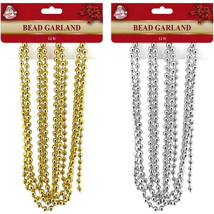BEADED GARLAND 12FT 5MM 3ASTD