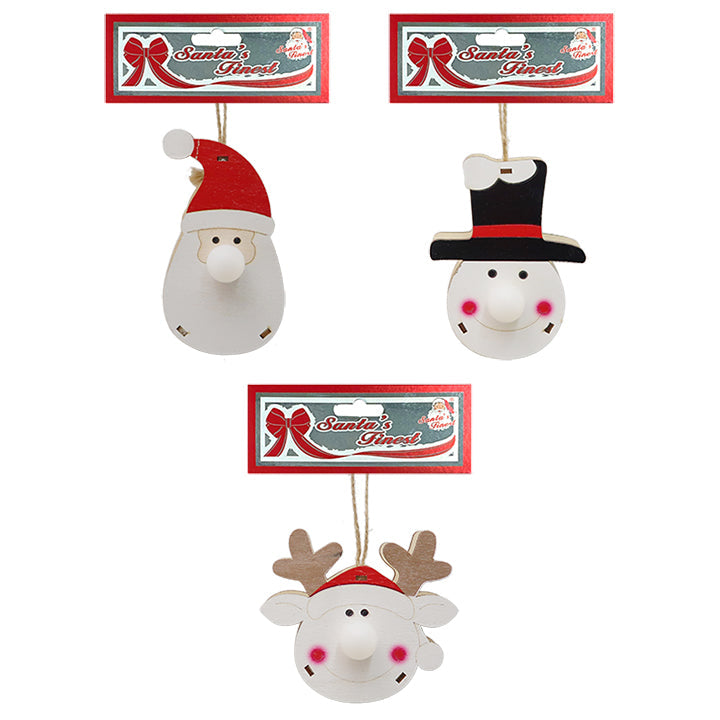 WOODEN ORNAMENT W/LIGHT-UP NOSE