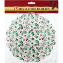 MISTLETOE DOILIES 15CT 8.5" PRINTED