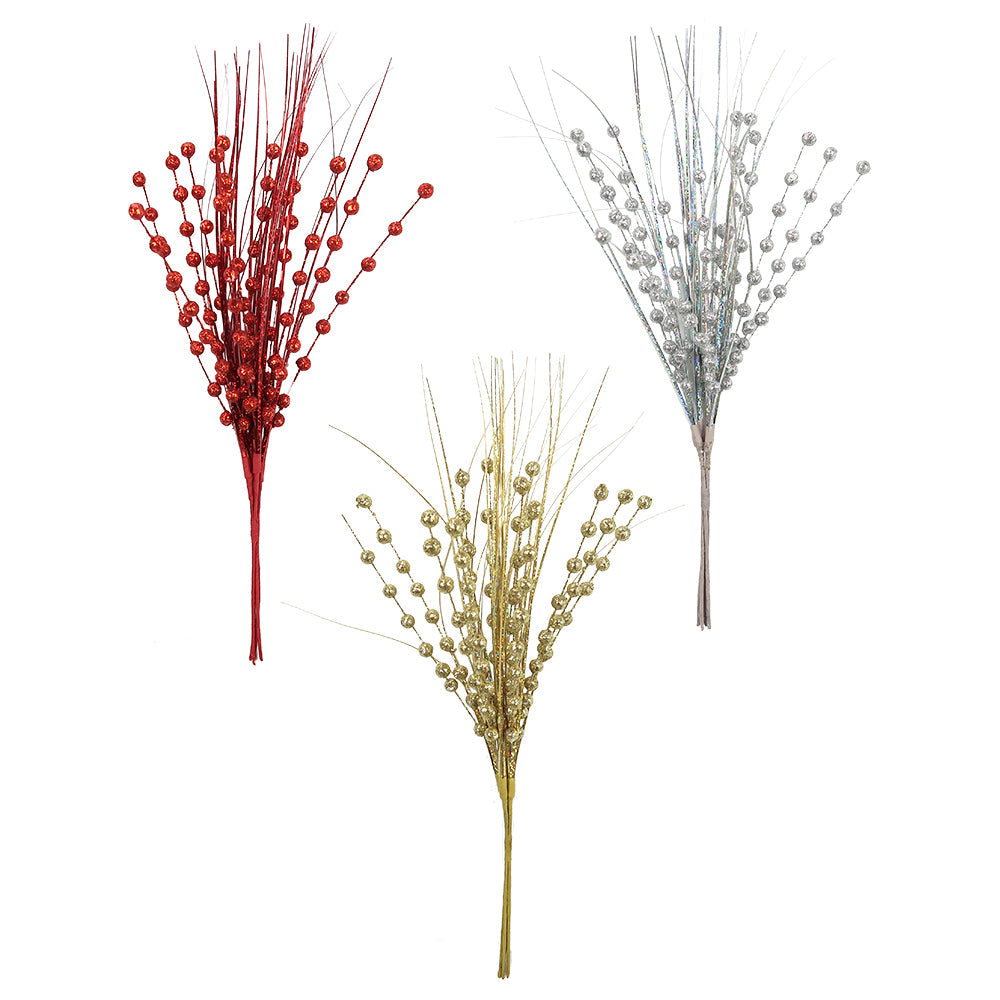 DECORATIVE GLITTER BUSH 17" 3ASTD