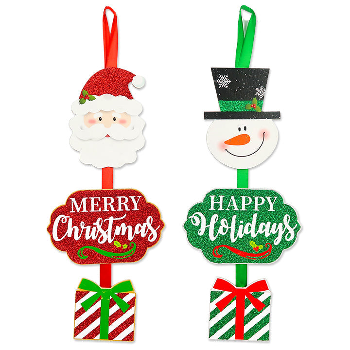 SANTA/SNOWMAN DANGLING SIGN 2ASTD