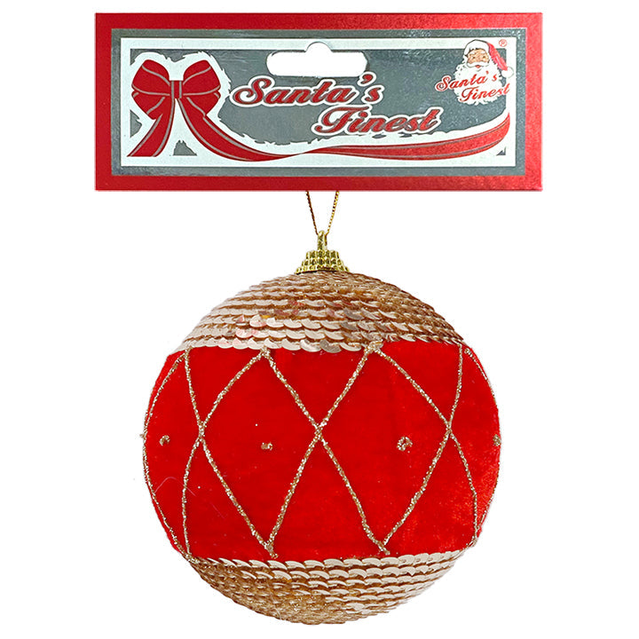 BALL VELVET1PC 10CM RED