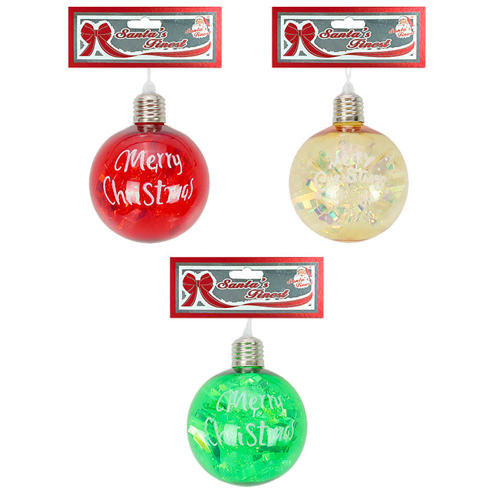 BALL "MERRY CHRISTMAS" LIGHT UP 10CM