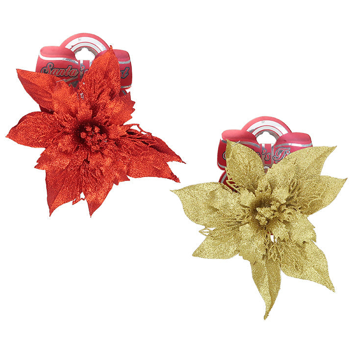 POINSETTIA GLITTER 20CM 1PC TRD