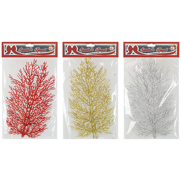 CHRISTMAS BRANCH 30CM 2PC 3COL TRD