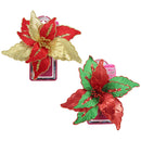 POINSETTIA PICK 26CM RED/GOLD METALLIC