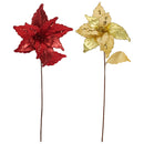 POINSETTIA STEM SEQUIN 50CM RED/GOLD