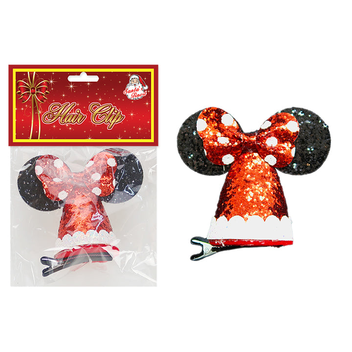 CHRISTMAS MINNIE BOW HAT HAIRPIN 1PC