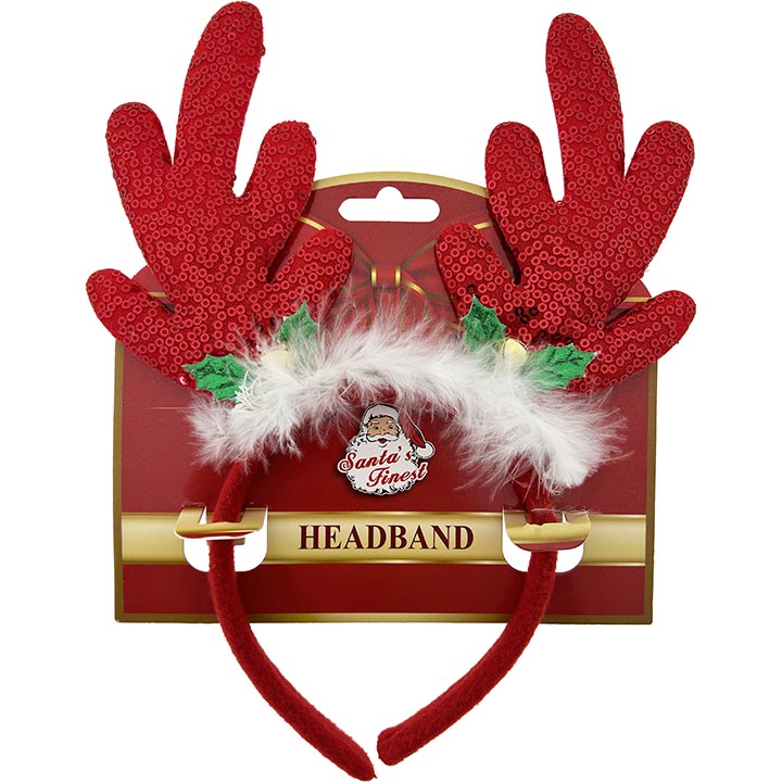 HEADBAND FEATHER ANTLER 24*28CM RED