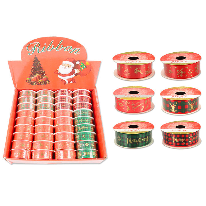 CHRISTMAS RIBBON 3YD 2.5CM GROSSGRAIN 4ASTD