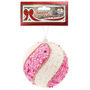 BALL SEQUINS SWIRL WHITE PINK 10CM 1PC