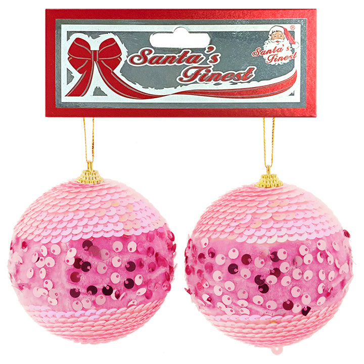 BALL SEQUINS PINK 8CM 2PC