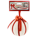 BALL W/ RED GLITTER RIBBON 10CM 1PC