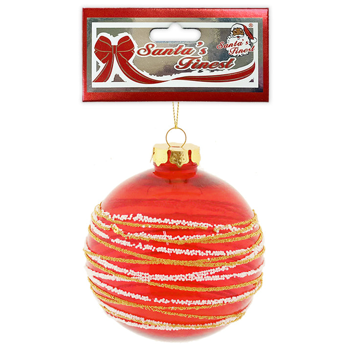 BALL W/ SMALL BEADS RED 10CM 1PC