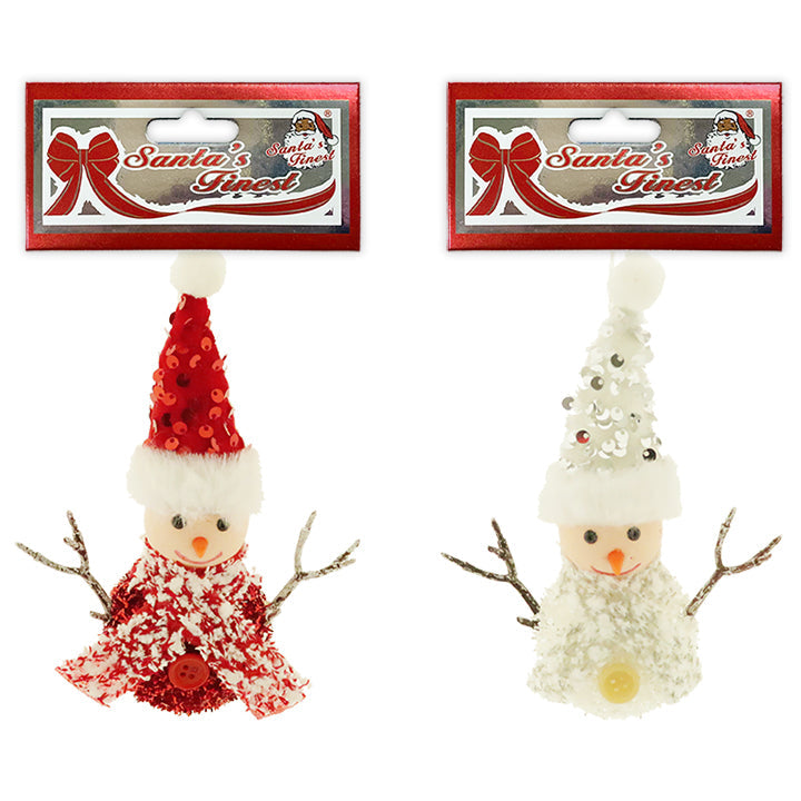 SNOWMAN 2ASTD RED&SILVER 6*17CM