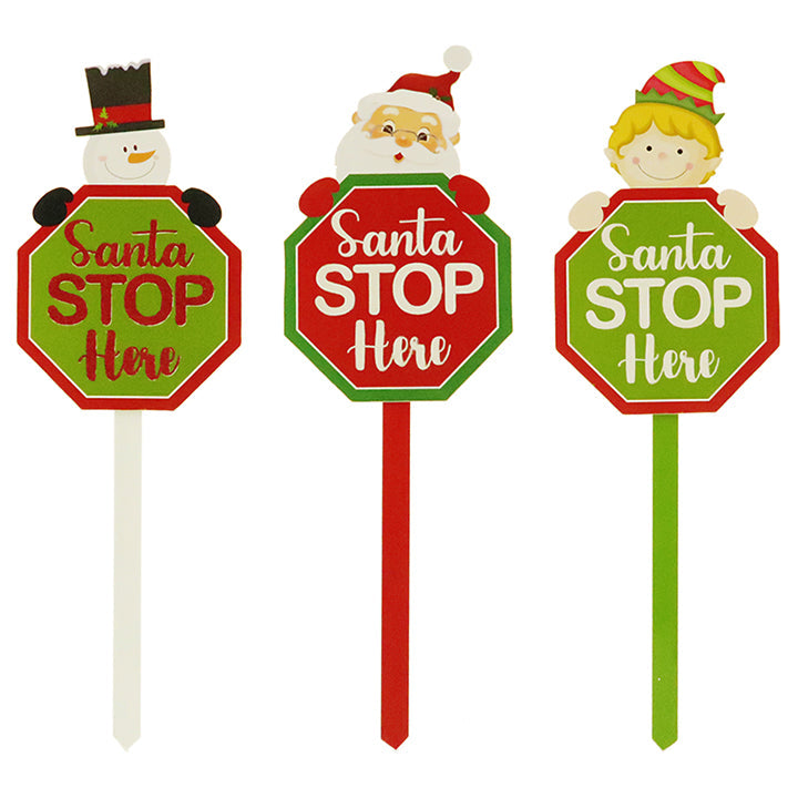 YARDSTAKE "SANTA STOP HERE" 3ASTD