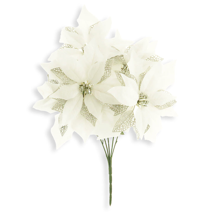 POINSETTIA VELVET 5-BR 45CM WHITE