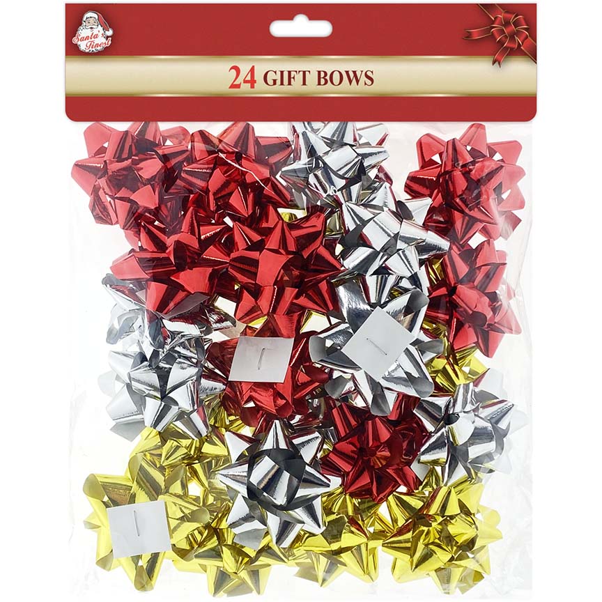 GIFT BOWS 24PC 5CM 3COL ASSTD