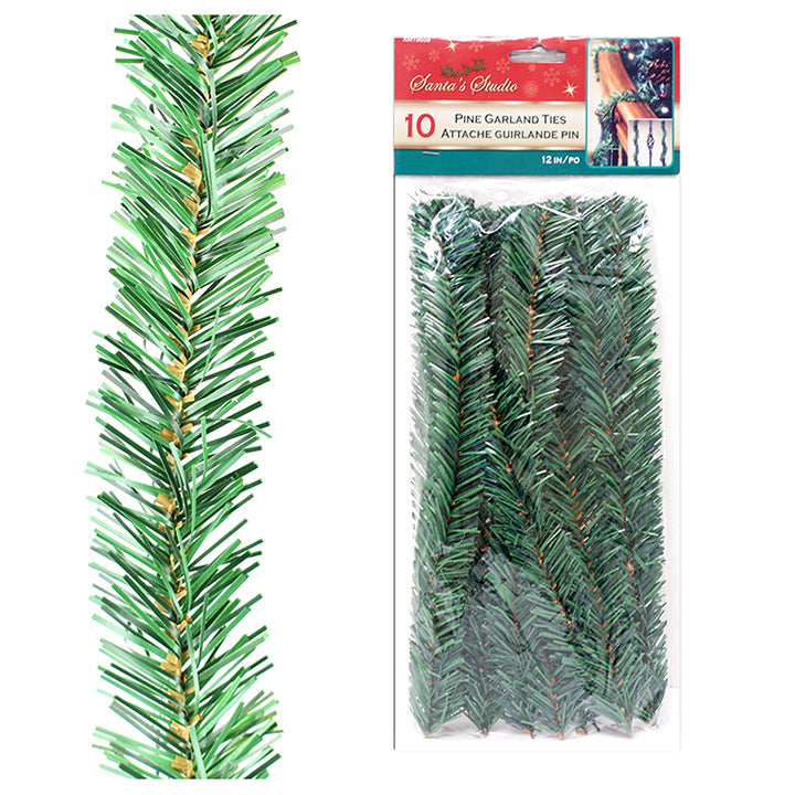 PINE GARLAND TIES 12IN 10PK