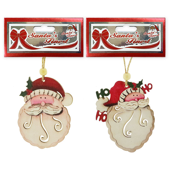 WOODEN ORNAMENT SANTA 4ASTD