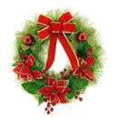 WREATH W/ BOW DECOR POINSETTIA RED 40CM