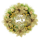 WREATH W/ DECOR POINSETTIA LTGOLD 40CM