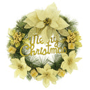 WREATH W/ POINSETTIA LTGOLD 40CM