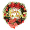 WREATH W/ BOW POINSETTIA DECOR 50CM