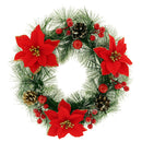 WREATH W/ VELVET POINSETTIA DECOR 30CM