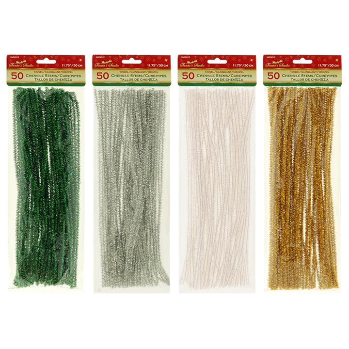 45PK 11.75IN TINSEL STEMS 5ASTD COLOR