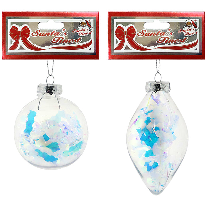 IRIDESCENT TINSEL ORNAMENT 2ASTD 8CM