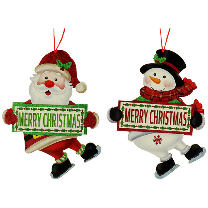 MINI SIGN MERRY CHRISTMAS SANTA/SNOWMAN