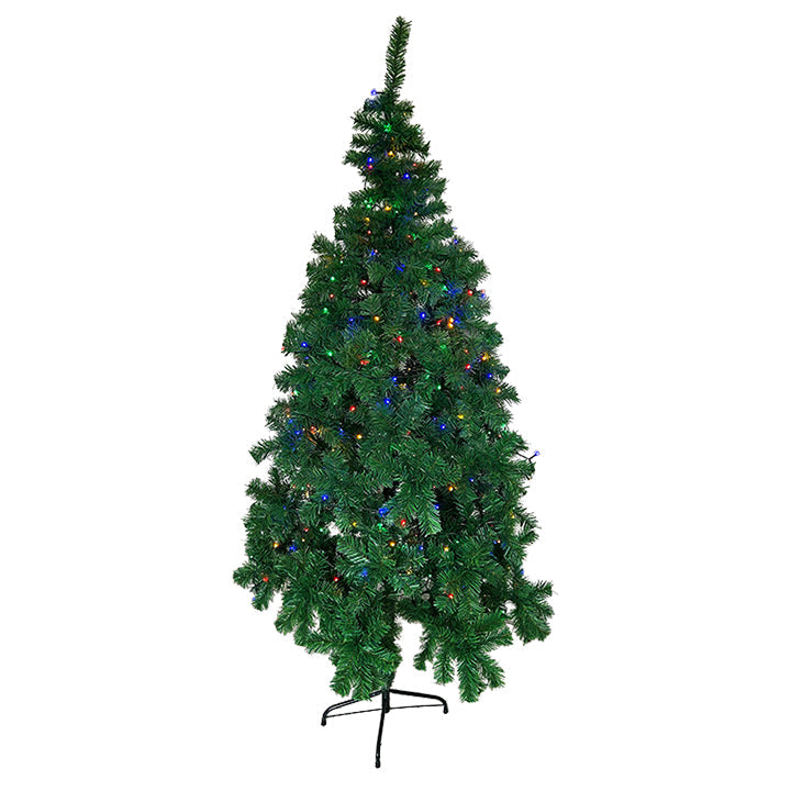 CHRISTMAS TREE GREEN W/LED COLOR 7FT