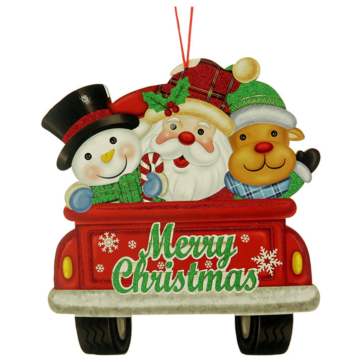 SIGN MERRY CHRISTMAS CHARACTERS W/CAR