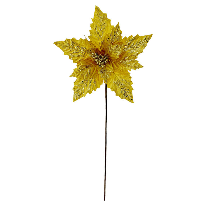 POINSETTIA STEM 40CM FLOWER LIGHT GOLD