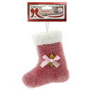 SANTA STOCKING PLUSH 13x15CM 1PC BLUSH