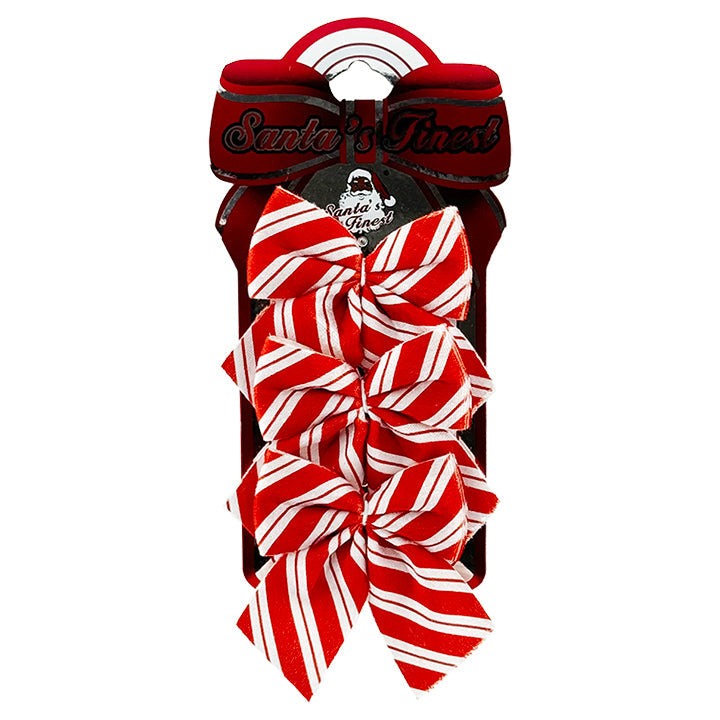 BOW RED&WHITE DECOR 10x11CM 3PC CND
