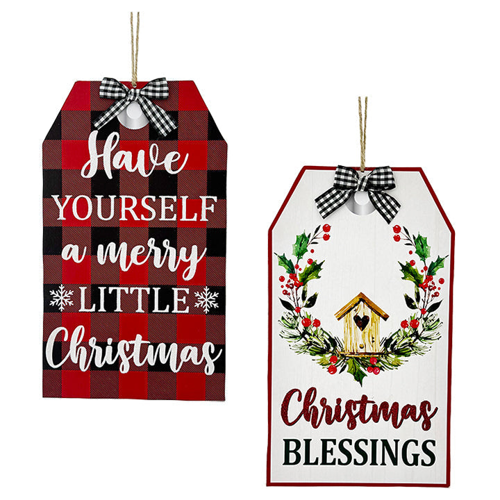 CHRISTMAS TAG SHAPE WALL DECOR 2ASTD