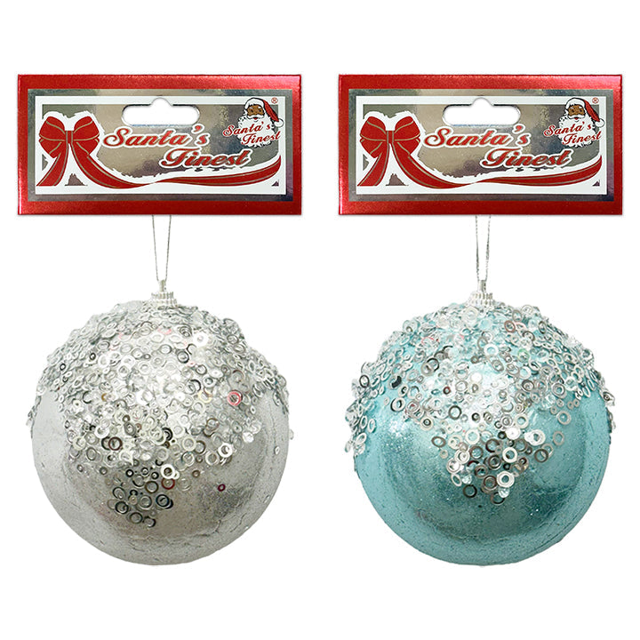 BALL W/ SILVER DECOR 10CM 1PC WL