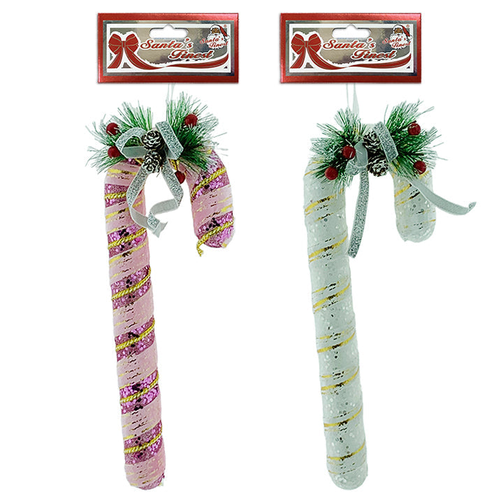 CANDY CANE W/ DECOR 35CM BLUSH