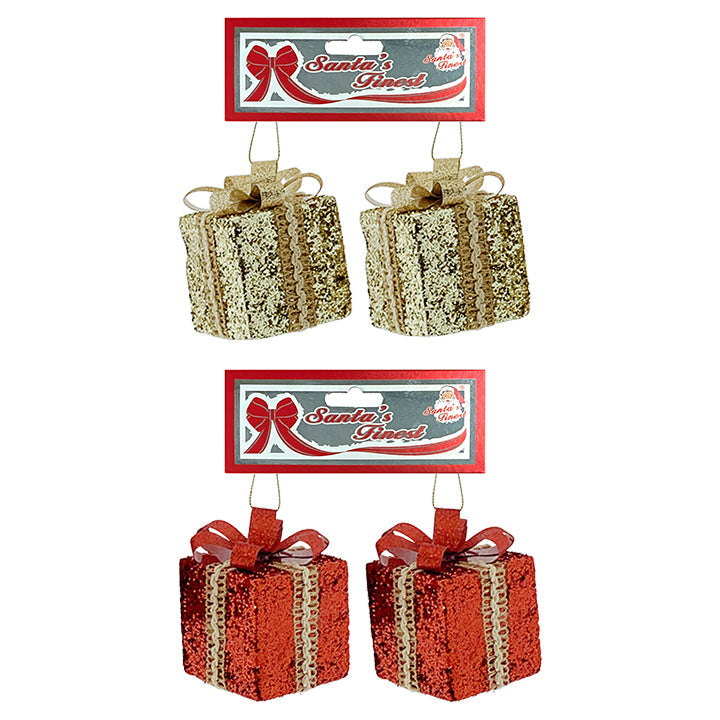 ORNAMENT GBOX RED&GOLD 6CM 2PC