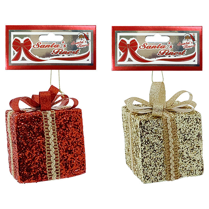 ORNAMENT GBOX RED&GOLD 8CM 1PC