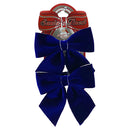 BOW RIBBON VELVET BLUE 2PC 15X16CM