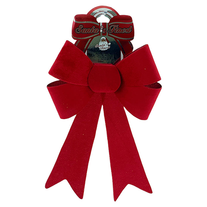 BOW VELVET RED 1PC 22X32CM