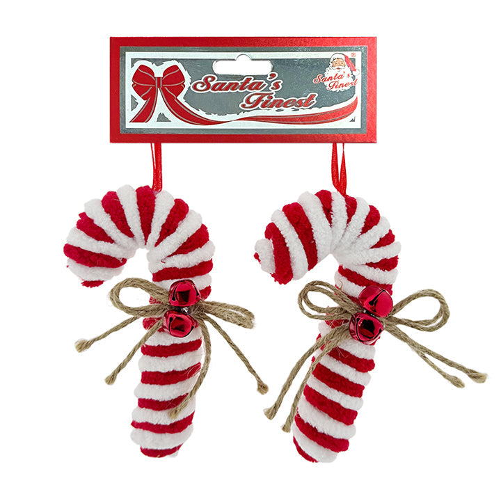 CANDY CANE W/ BELL & BOW 2PC 7*13CM