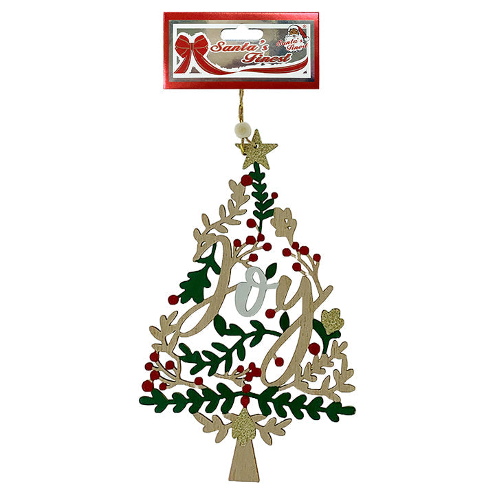 WOOD DECOR CHRISTMAS JOY TREE 24CM