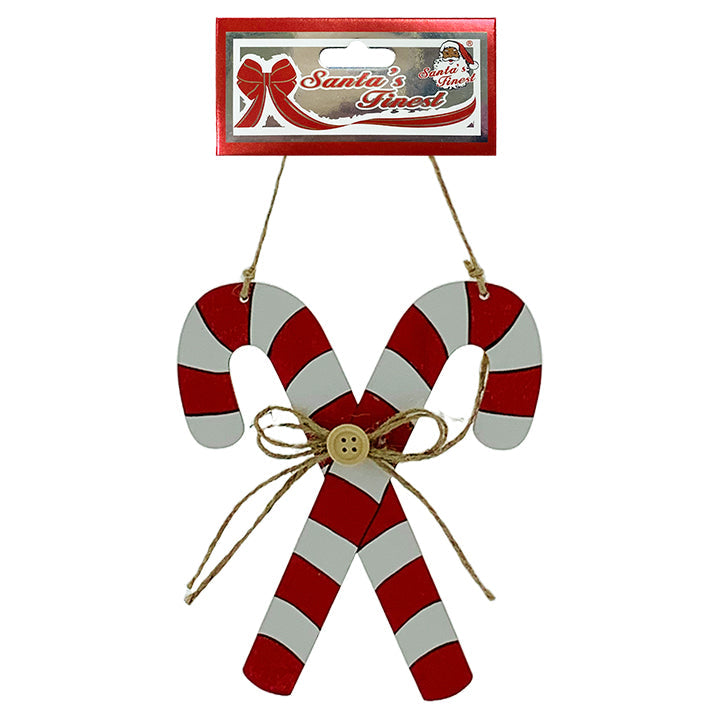 WOOD DECOR DOUBLE CANDYCANE 15CM