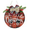 MERRY CHRISTMAS PLAID WOOD PLAQUE 30CM