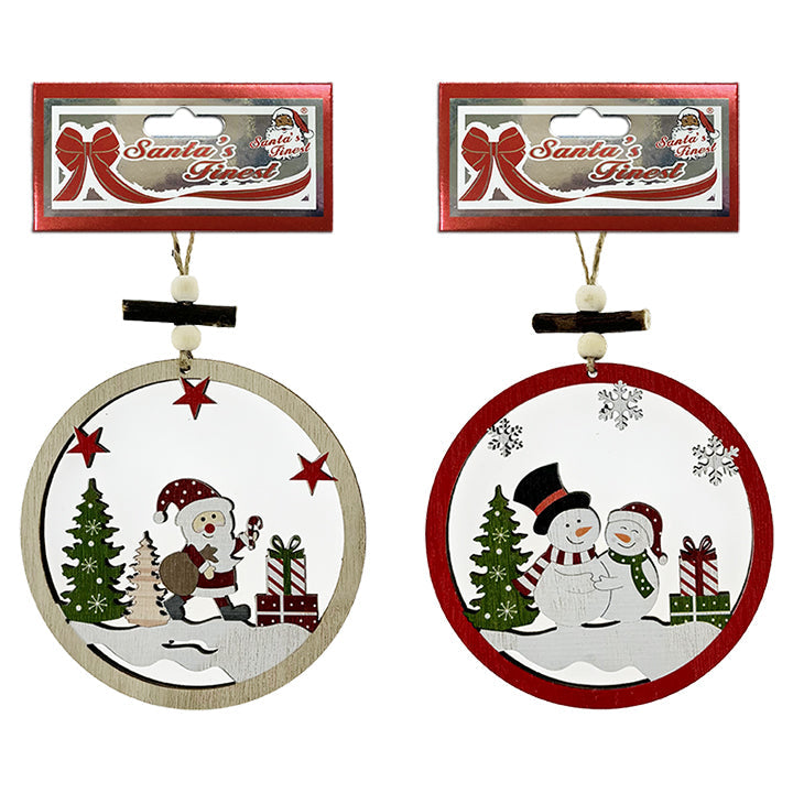 WOOD HANGING ORNAMENT 12CM 2ASTD